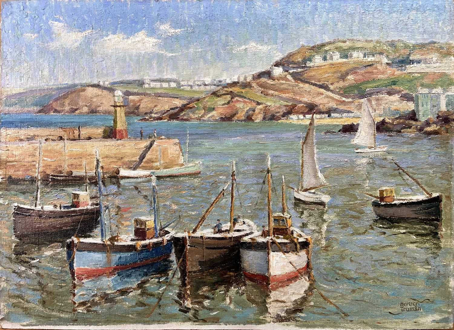 Lot 47 - Herbert TRUMAN (1883-1957) St Ives Harbour Oil...