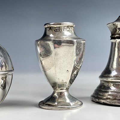 Lot 46 - Mixed silver items to include two spill vases...