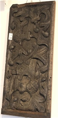 Lot 36 - A late19th/early 20th century carved oak panel.