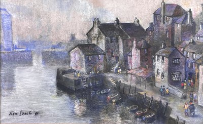 Lot 721 - Ken LEECH (XX) Harbour Scene Pastel Signed and...