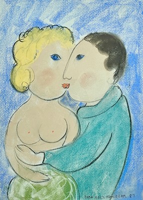 Lot 554 - Dora HOLZHANDLER (1928-2015) The Kiss Pastel...