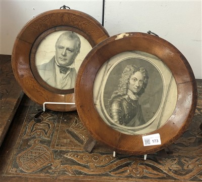 Lot 173 - A near pair of Victorian circular oak frames.