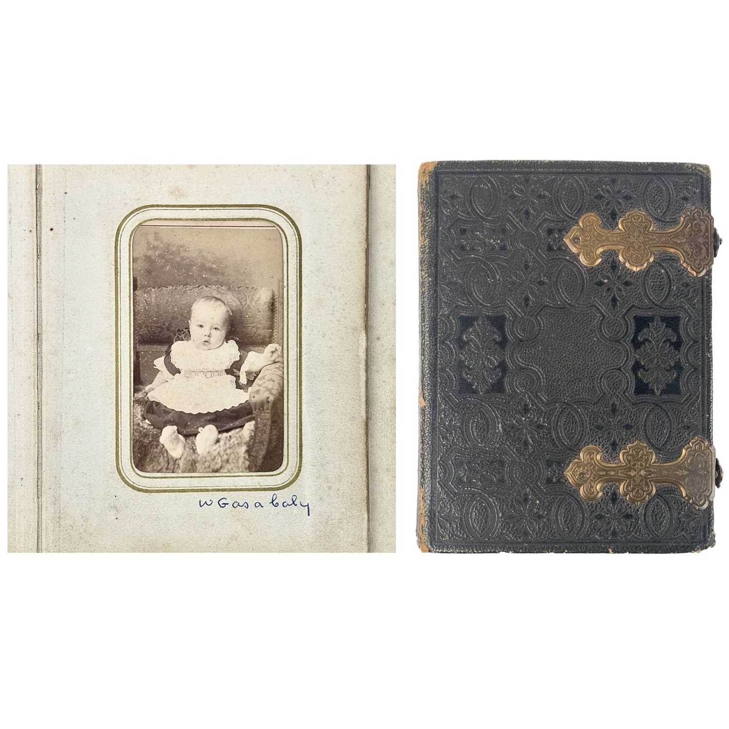 Lot 301 - CRICKET INTEREST: A Victorian brass clasped photograph album.