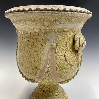 Lot 103 - A terracotta urn painted in stone effect,...