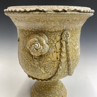Lot 103 - A terracotta urn painted in stone effect,...