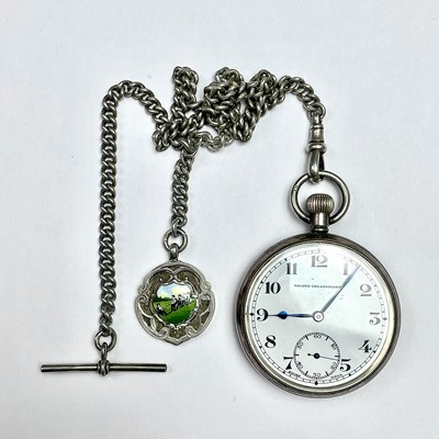 Lot 982 - A 1930's silver cased crown wind pocket watch...