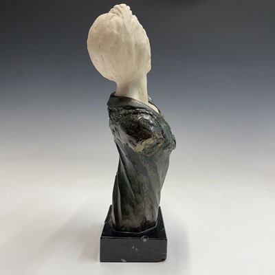 Lot 110 - An alabaster and bronze bust with a marble...