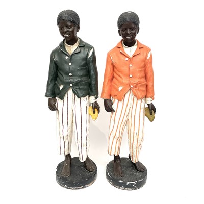 Lot 191 - A pair of life size plaster figures of boys,...