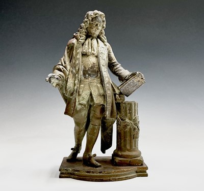 Lot 149 - A spelter figure of possibly Issac Newton,...