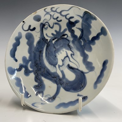 Lot 70 - Four Chinese provincial blue and white dishes,...