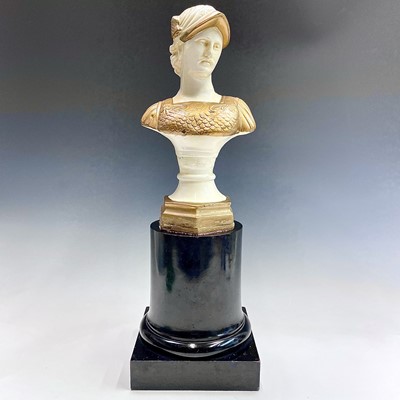 Lot 166 - A painted cast metal classical style bust on a...