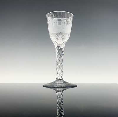 Lot 1002 - A Georgian wine glass, circa 1780, the ogee...