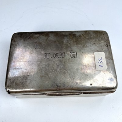 Lot 59 - A George V silver cigarette box, engraved...