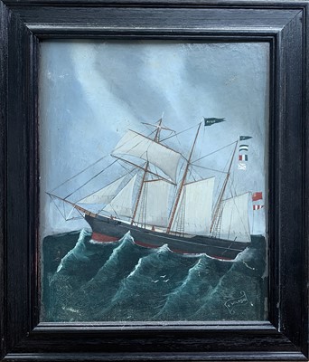 Lot 1467 - A 20th century oil on board ships portrait...