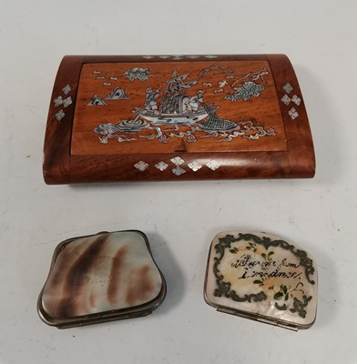 Lot 21 - A Chinese mother of pearl inlaid lidded wooden...