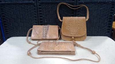 Lot 5 - Three, Shoulder Bags. Caiman Skin, with Raised...