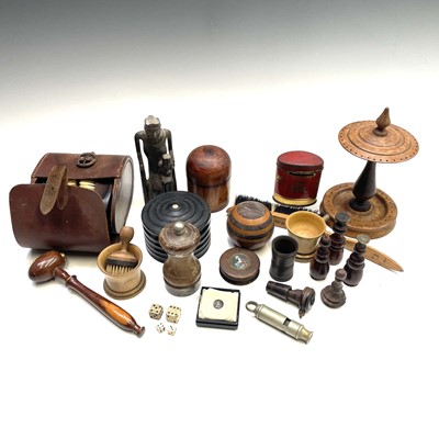 Lot 242 - A box of treen and sundry items, to include...