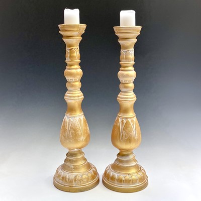 Lot 155 - A pair of candleholders decorated with...