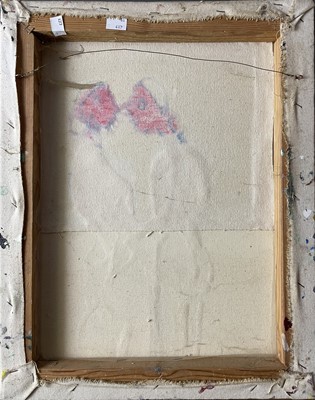 Lot 725 - John KIKI (1943) Dancing Oil and collage on...