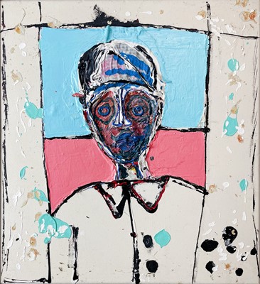 Lot 741 - John KIKI (1943) Dancing Oil and collage on...