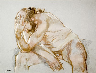 Lot 323 - KEN SYMONDS (1927-2010) Male nude Pastel...