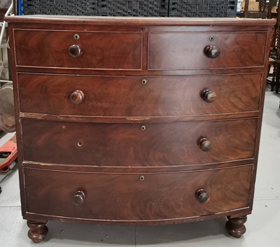 Lot 14 - A Victorian Bow Fronted Chest of Drawers with...