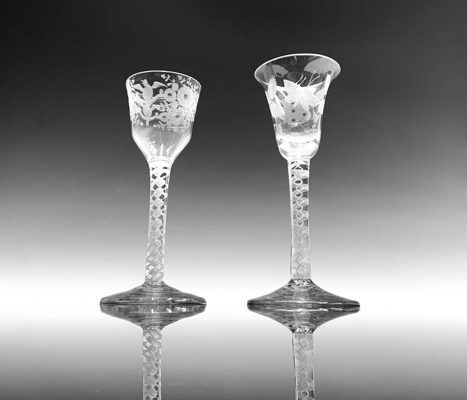 Lot 1008 - A George III wine glass, the trumpet bowl...