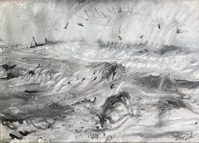 Lot 750 - ARNAL Rough Seas, St Margaret's Mixed media...