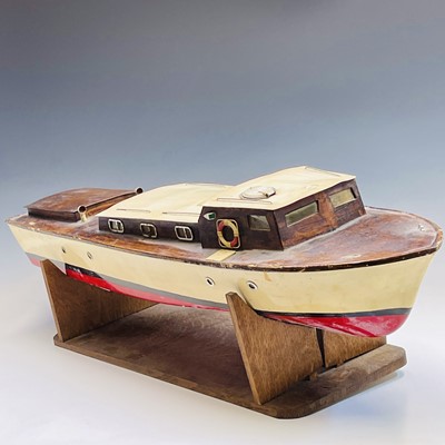 Lot 185 - A wood and fibreglass pond model of a leisure...