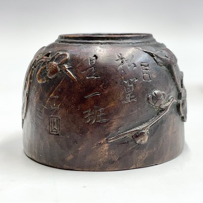 Lot 73 - A Chinese carved wood scholars water pot, Qing...