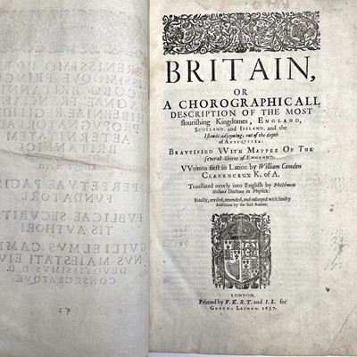 Lot 381 - WILLIAM CAMDEN. 'Britain or A Chorographicall...