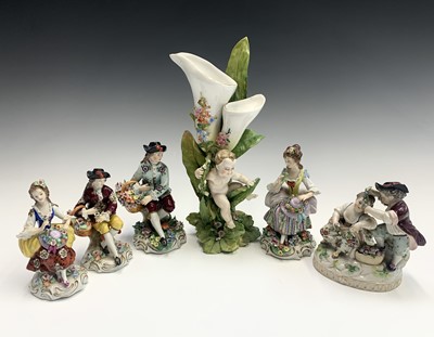 Lot 816 - A pair of Sitzendorf porcelain figures with...