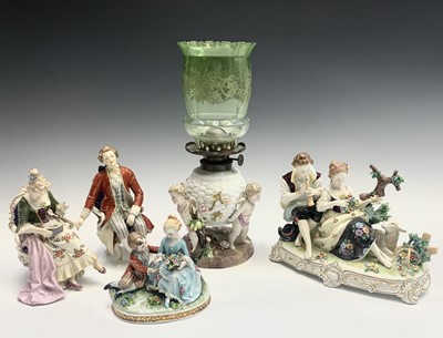 Lot 817 - A German porcelain oil lamp base, circa 1900,...