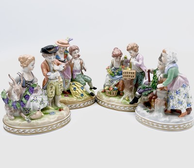 Lot 818 - A set of four Sitzendorf porcelain figure...