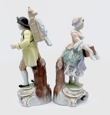 Lot 819 - A pair of Dresden porcelain figures, 20th...