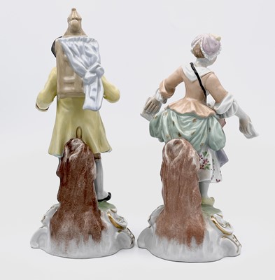 Lot 819 - A pair of Dresden porcelain figures, 20th...