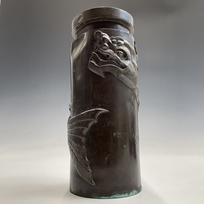 Lot 60 - A Chinese bronze cylindrical vase, Qing...