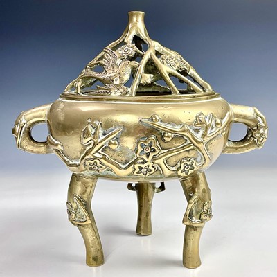 Lot 160 - A Chinese polished bronze incense burner, 19th...