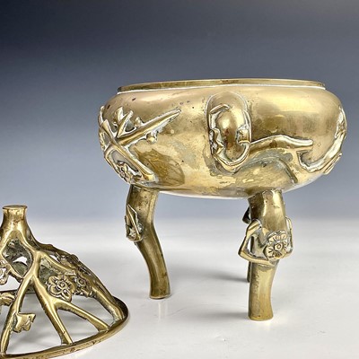 Lot 160 - A Chinese polished bronze incense burner, 19th...