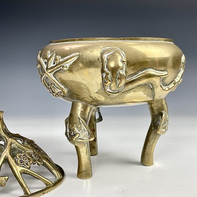 Lot 160 - A Chinese polished bronze incense burner, 19th...