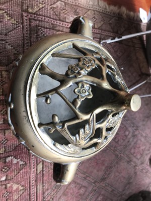 Lot 160 - A Chinese polished bronze incense burner, 19th...