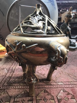 Lot 160 - A Chinese polished bronze incense burner, 19th...