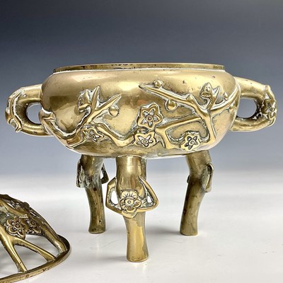 Lot 160 - A Chinese polished bronze incense burner, 19th...