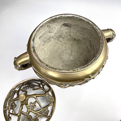 Lot 160 - A Chinese polished bronze incense burner, 19th...