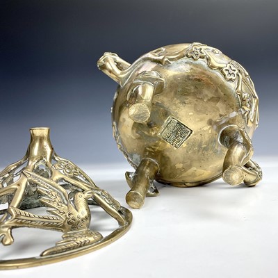 Lot 160 - A Chinese polished bronze incense burner, 19th...