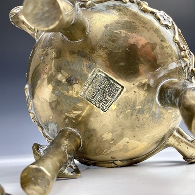 Lot 160 - A Chinese polished bronze incense burner, 19th...