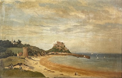 Lot 779 - 19th Century oil on board Gorey Castle Jersey...