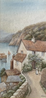 Lot 200 - W SANDS Clovelly Watercolour Signed, label to...