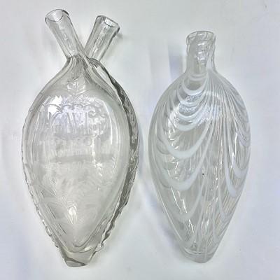 Lot 807 - A Victorian glass double flask, engraved with...