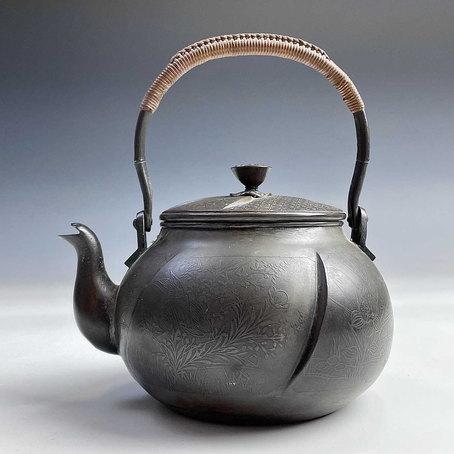 Lot 175 - A Japanese brass teapot, Meiji period, with a...